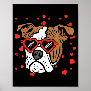 English Bulldog Face Heart Gles Valentines Day Dog Poster