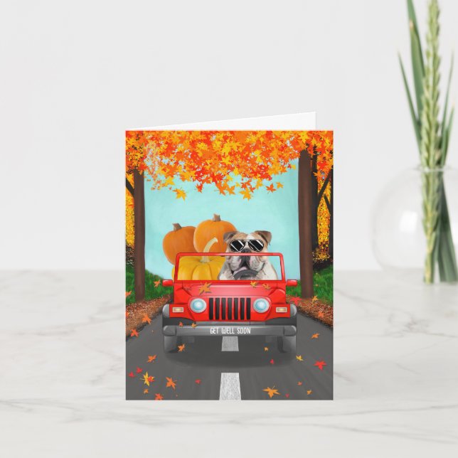 English Bulldog Fall Pumpkin Card (Front)