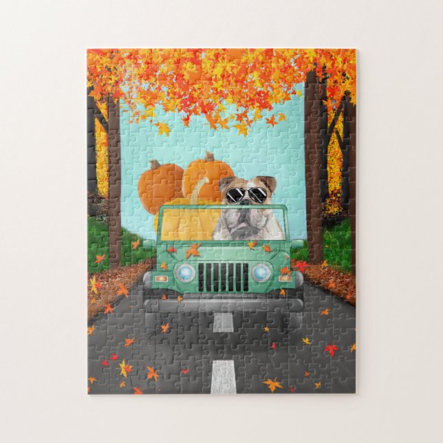 English Bulldog Fall Pumpkin  Jigsaw Puzzle (Vertical)
