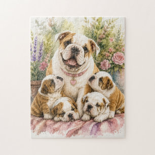 ENGLISH BULLDOG FAMILY JIGSAW PUZZLE