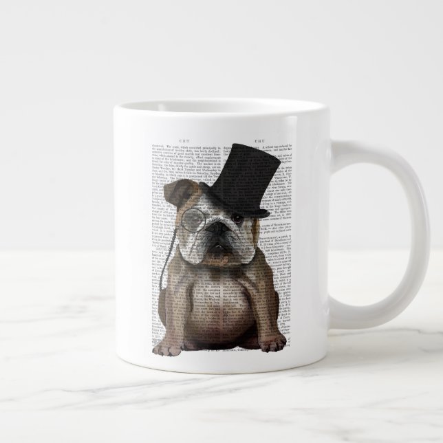 English Bulldog, Formal Hound and Hat Large Coffee Mug (Right)