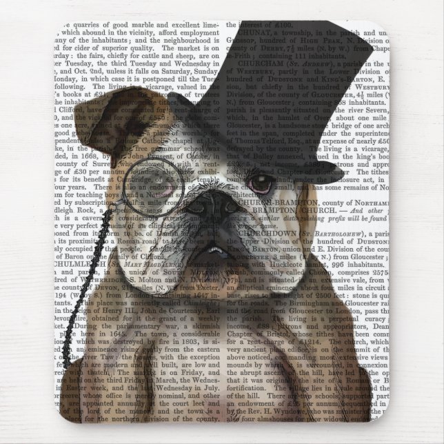 English Bulldog, Formal Hound and Hat Mouse Pad (Front)
