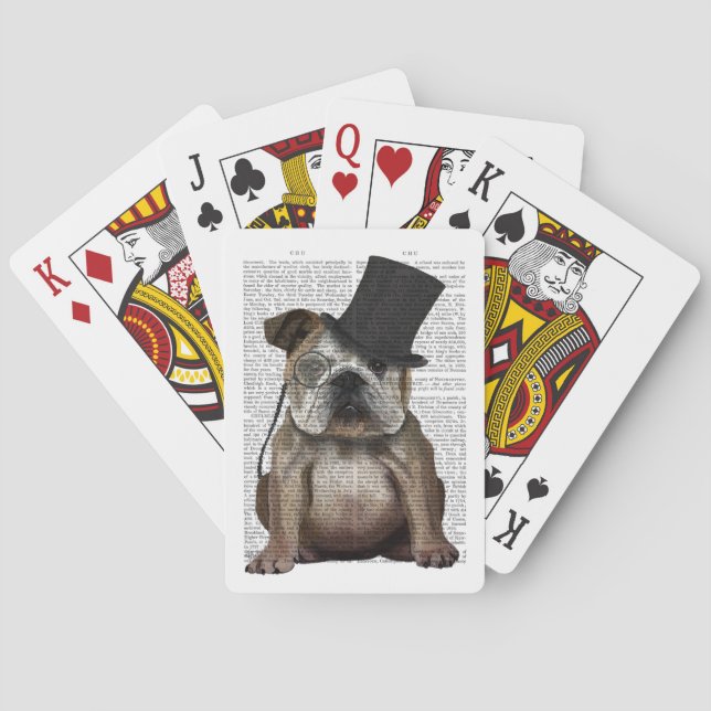 English Bulldog, Formal Hound and Hat Playing Cards (Back)
