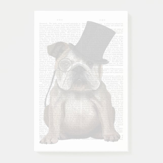 English Bulldog, Formal Hound and Hat Post-it Notes (Front)