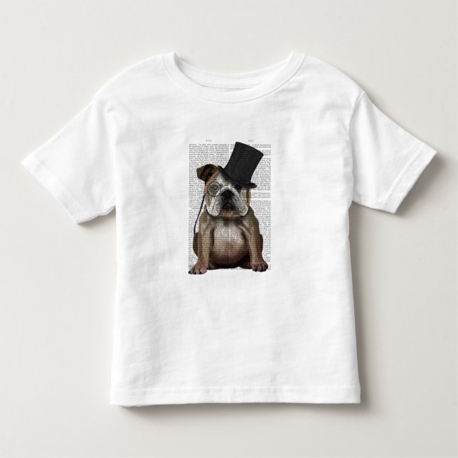 English Bulldog, Formal Hound and Hat Toddler T-Shirt (Front)