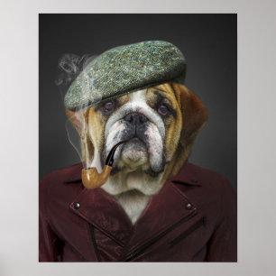 English Bulldog French Hat Pipe  Poster