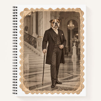 English Bulldog Gentleman Vintage Sepia Notebook