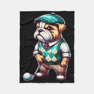 English Bulldog Golf Golfer Golfing Sport Men Wome Fleece Blanket