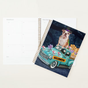 English Bulldog Halloween Truck Scary Night Planner