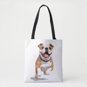 English Bulldog Happy Playful Fun Jumping Joyful Tote Bag