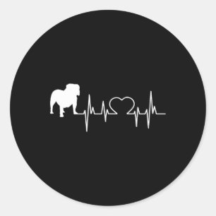 English Bulldog Heartbeat Classic Round Sticker