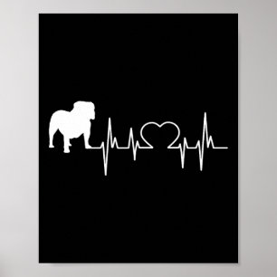 English Bulldog Heartbeat Poster