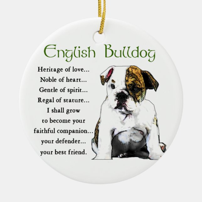 English Bulldog Heritage of Love Ceramic Ornament (Front)