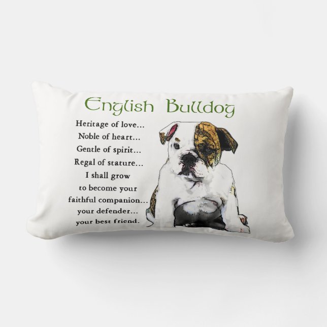 English Bulldog Heritage of Love Lumbar Cushion (Front)