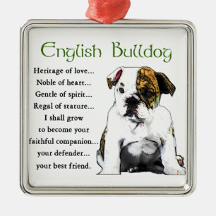 English Bulldog Heritage of Love Metal Ornament