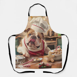 English Bulldog Holiday Baking: Festive Christmas Apron