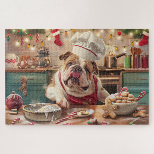 English Bulldog Holiday Baking: Festive Christmas Jigsaw Puzzle