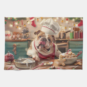 English Bulldog Holiday Baking: Festive Christmas Tea Towel