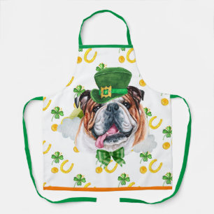English Bulldog Holiday Decor St Patrick's Day Dog Apron