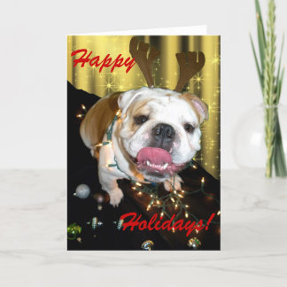 English bulldog holiday greeting card