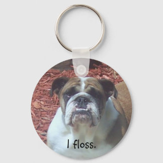 English Bulldog - I floss. Key Ring