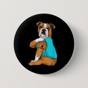 English Bulldog I Love Dad Tattoo Apparel, Dog Dad 6 Cm Round Badge