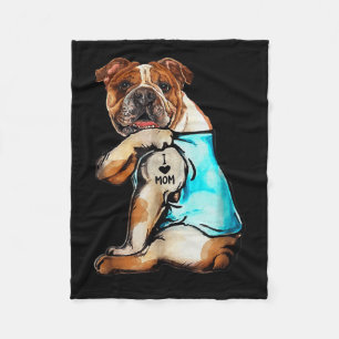 English Bulldog - I Love Mum Tattoo Mothers Day Gi Fleece Blanket