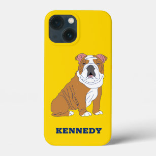 English Bulldog Illustration Personalised iPhone 13 Mini Case