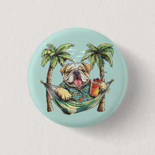 English Bulldog In Hawaiian Top 3 Cm Round Badge