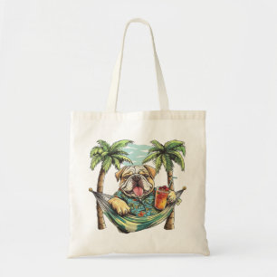 English Bulldog In Hawaiian Top Tote Bag