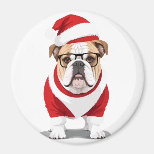 English Bulldog In Santa Costume Adorable Funny  Magnet