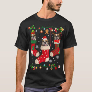 English Bulldog In Sock Christmas Santa X-mas Dog T-Shirt