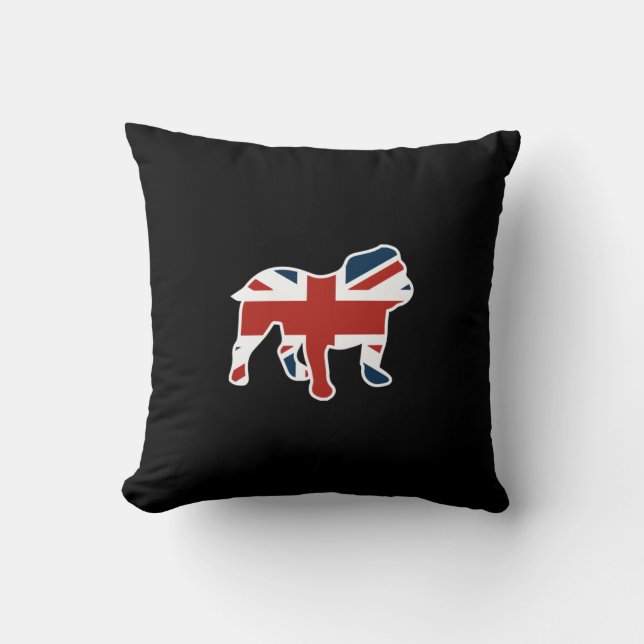 English Bulldog in Union Jack Flag Cushion (Front)