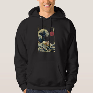 English Bulldog Japanese Kanagawa Wave  Surf Dog Hoodie