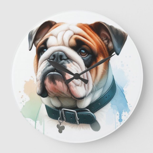 English Bulldog Large Clock (Front)