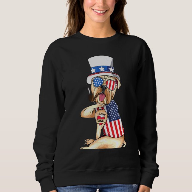 English Bulldog Merica 4th Of July American Sungla Sweatshirt (Front)