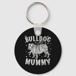 English Bulldog Mummy - Halloween Key Ring