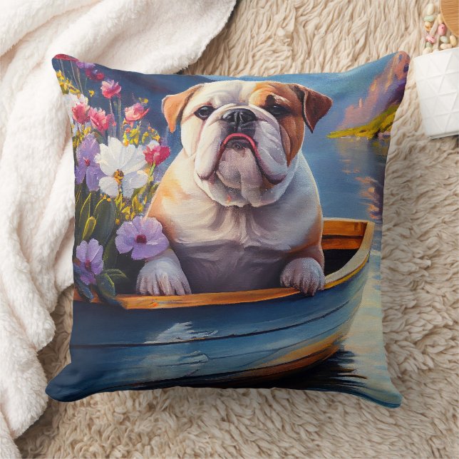 English Bulldog on a Paddle: A Scenic Adventure Cushion (Blanket)
