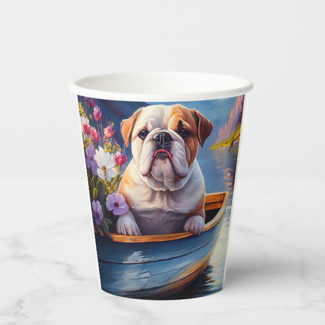 English Bulldog on a Paddle: A Scenic Adventure Paper Cups (Front)