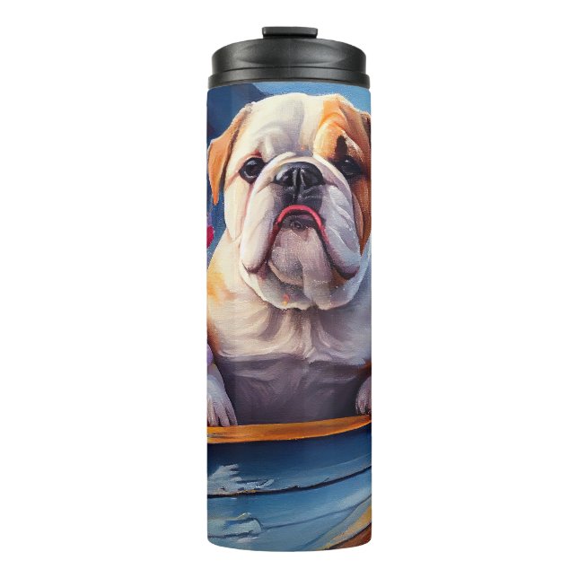 English Bulldog on a Paddle: A Scenic Adventure Thermal Tumbler (Front)