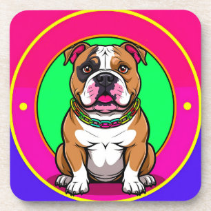 English Bulldog on a Vibrant Background Coaster