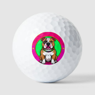 English Bulldog on a Vibrant Background Golf Balls