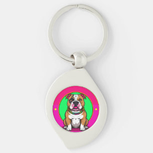 English Bulldog on a Vibrant Background Key Ring