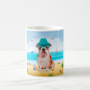 English Bulldog on Beach Coffee Mug