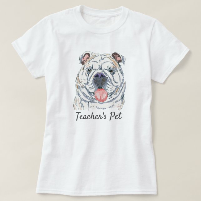English Bulldog Original Realistic Drawing T-Shirt (Design Front)
