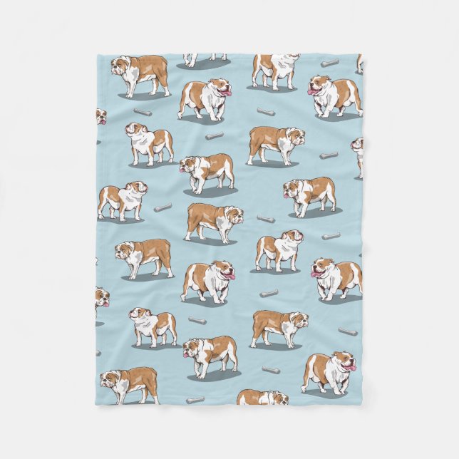 English bulldog pattern fleece blanket (Front)