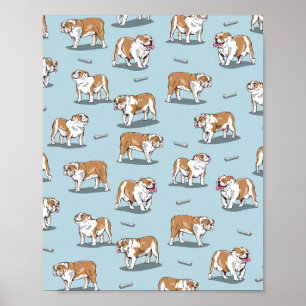 English bulldog pattern poster
