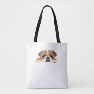 English Bulldog Peeking Cute Adorable Funny Animal Tote Bag