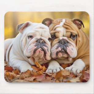 English Bulldog Pet Animal Beauty Warm Cuddle Art Mouse Pad