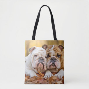 English Bulldog Pet Animal Beauty Warm Cuddle Art Tote Bag
